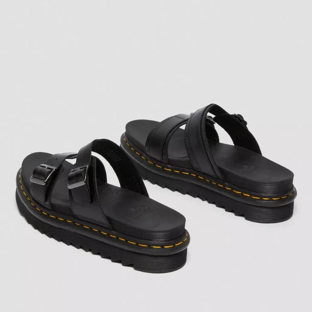 Dr Martens Myles Brando Leather Buckle Slide Sandals